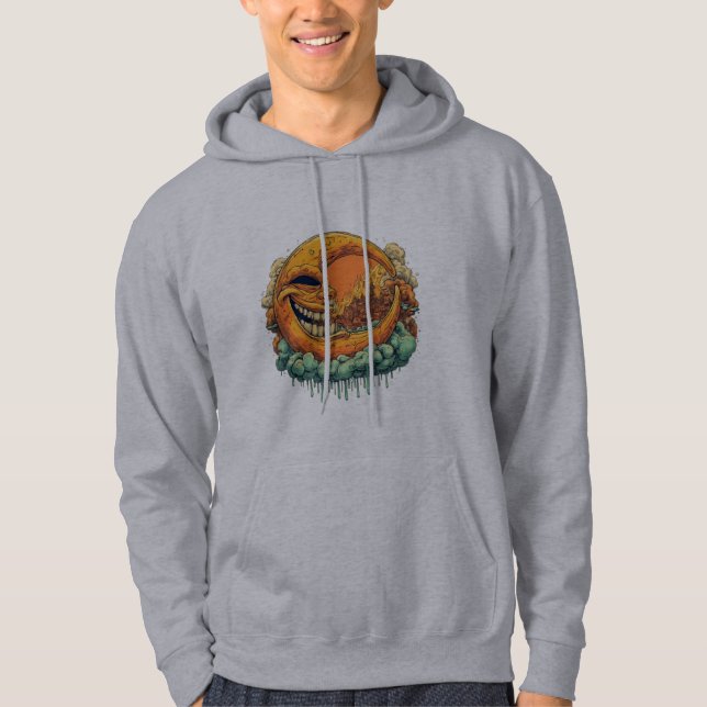 Surreal måne-eld tatuering stil hoodie (Framsida)