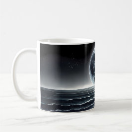 Surreal månuppgång över lugna havsstranden kaffemugg