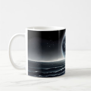 Surreal månuppgång över lugna havsstranden kaffemugg