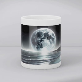 Surreal månuppgång över lugna havsstranden kaffemugg