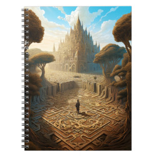 Surreal Maze Castle liggande Fantasy Art Anteckningsbok
