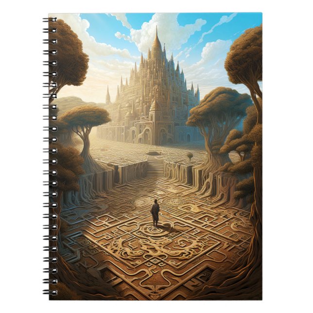 Surreal Maze Castle liggande Fantasy Art Anteckningsbok (Framsidan)