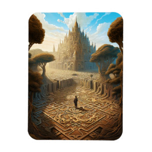 Surreal Maze Castle liggande Fantasy Art Magnet
