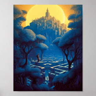 Surreal Maze City Poster
