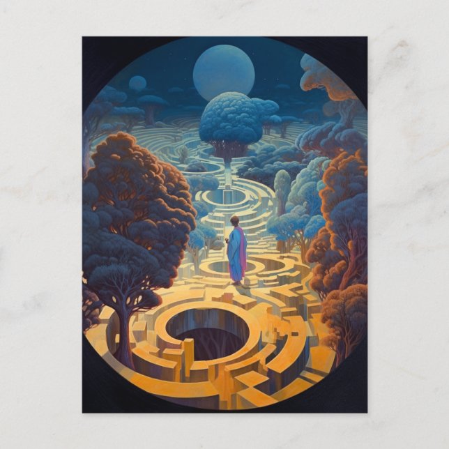 Surreal Maze Ligcape Fantasy Art Vykort (Framsida)