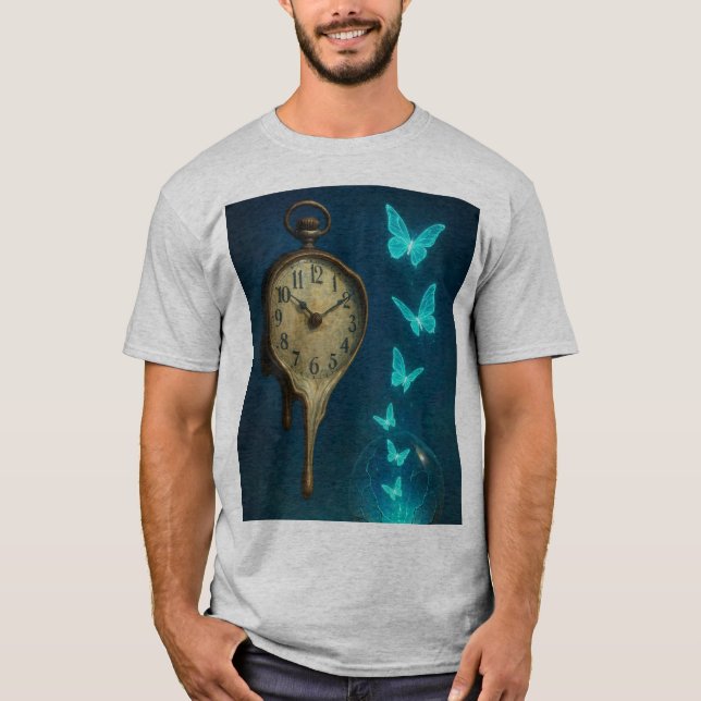 Surreal Melting Clock & Butterflies Tee (Framsida)