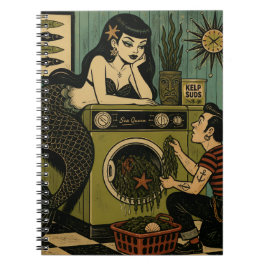 Surreal mid century havsfrus tvättdag anteckningsbok