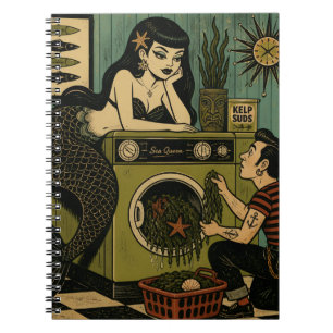 Surreal mid century havsfrus tvättdag anteckningsbok