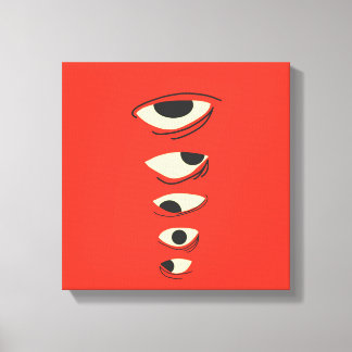 Surreal Minimal Ögon – Abstrakt Röd Illustration Canvastryck