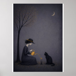 Surreal minimalistisk illustration – Kvinna vårdan Poster