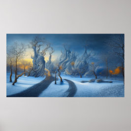 Surreal Modern Abstrakt vinterland snö 2 Poster