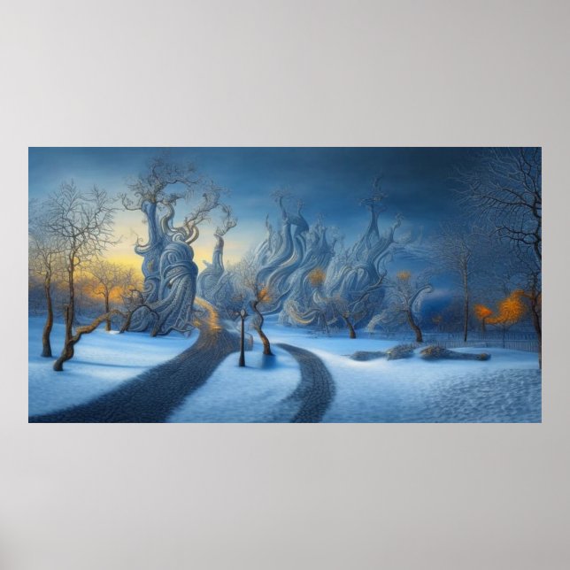 Surreal Modern Abstrakt vinterland snö 2 Poster (Framsidan)