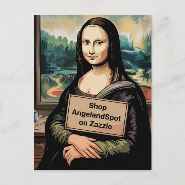 Surreal Mona Liza Says Shop Angelandspot Vykort (Framsida)