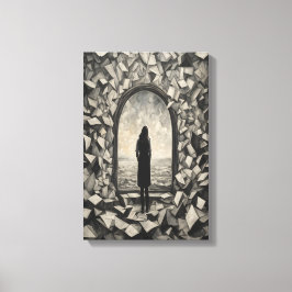 Surreal monokrom flytande pappersväggkonst Canvas