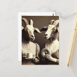 Surreal Morgonkaffe och Bagel Goat Women Vykort