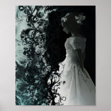 Surreal mörk brud väggkonst  gotisk fantasinposter