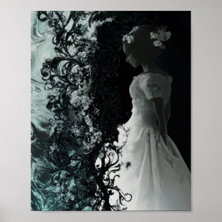 Surreal mörk brud väggkonst  gotisk fantasinposter