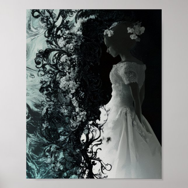 Surreal mörk brud väggkonst  gotisk fantasinposter (Framsidan)