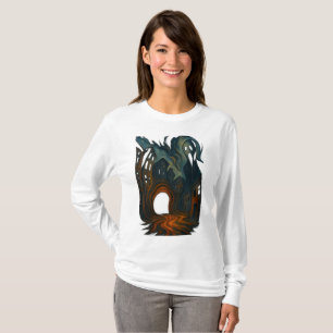 Surreal mörk stadslandskaps konst spöklik figur må t shirt