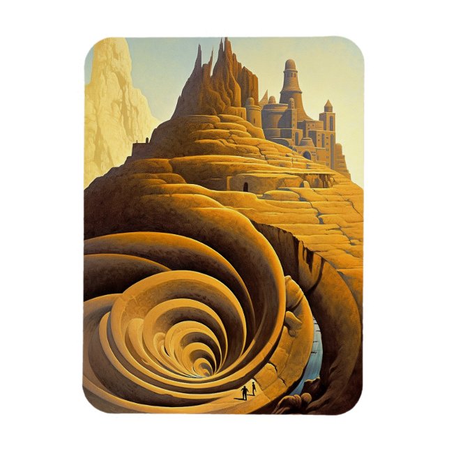 Surreal Mountain City Fantasy Art Magnet (Vertikal)