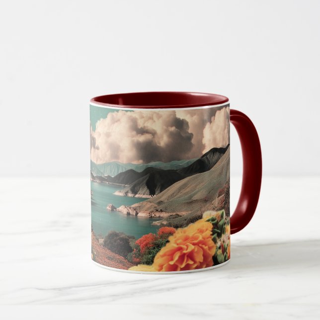 Surreal Mountain Landscape with Planets and Clouds Mugg (Framsida höger)