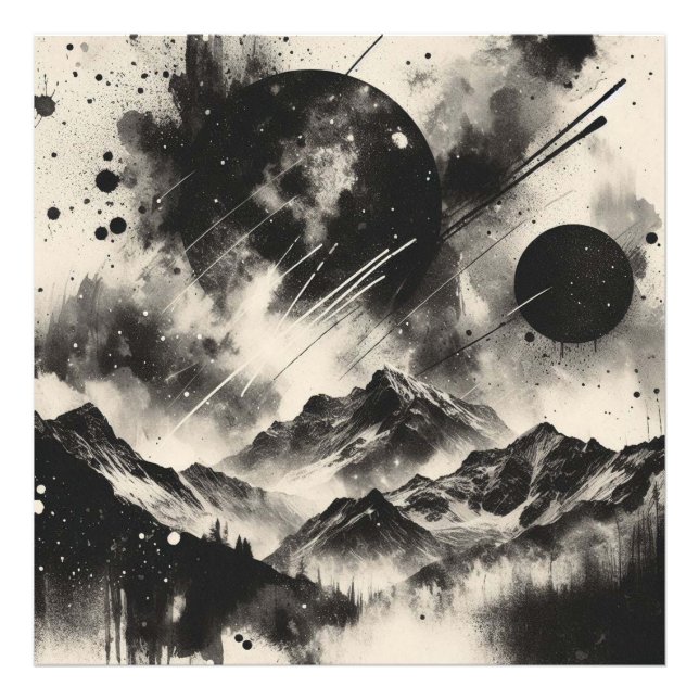 Surreal Mountain Ligcape med Abstrakt Circles Fototryck (Framsidan)