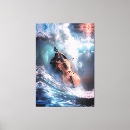 Surreal Music Man spelar Cello i Ocean Vågar Canvastryck