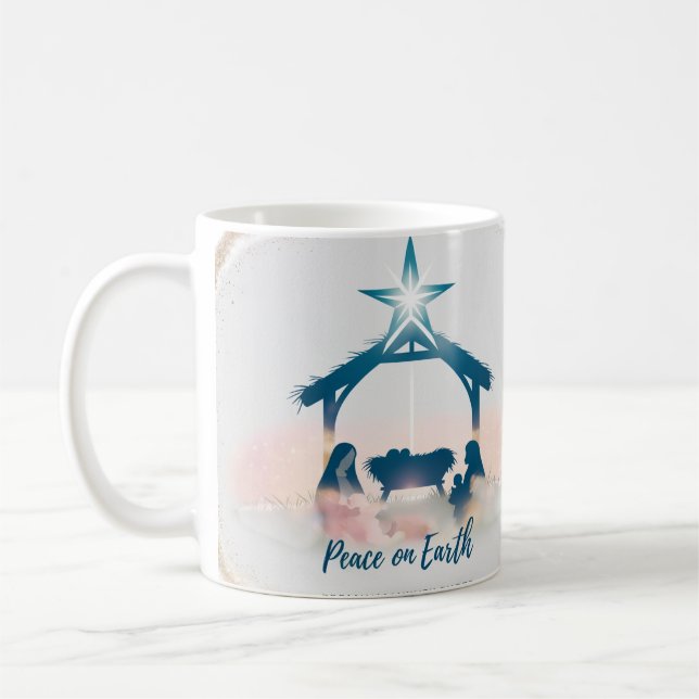 Surreal Nativity Peace on Earth Minimalist Classic Kaffemugg (Vänster)