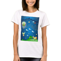 Surreal natt med ballonger och stjärnvåg