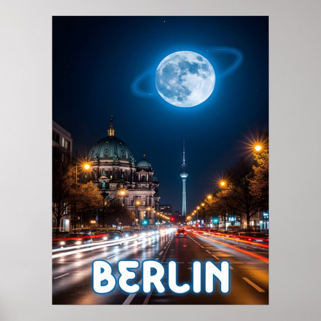 Surreal nattsikt över berlin poster (Framsidan)