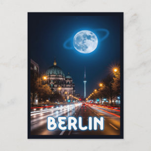 Surreal nattsikt över berlin vykort