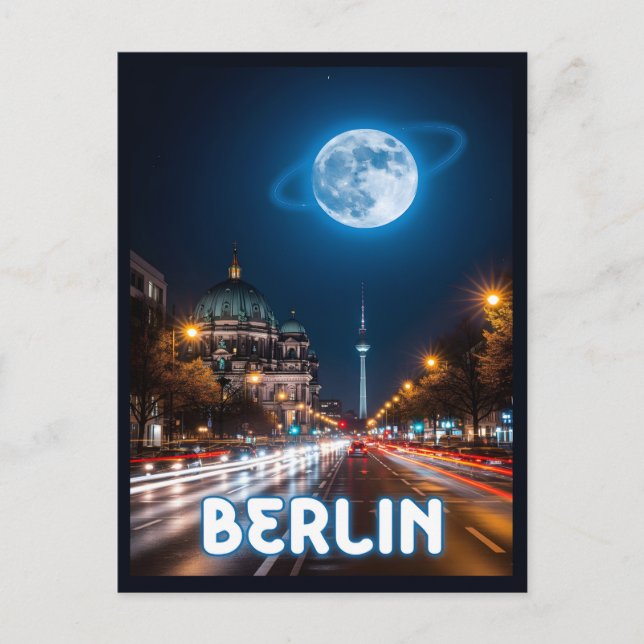 Surreal nattsikt över berlin vykort (Framsida)