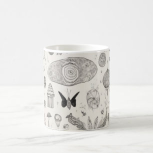 Surreal Natur Skiss Mönster Abstrakt Konstnärlig M Kaffemugg