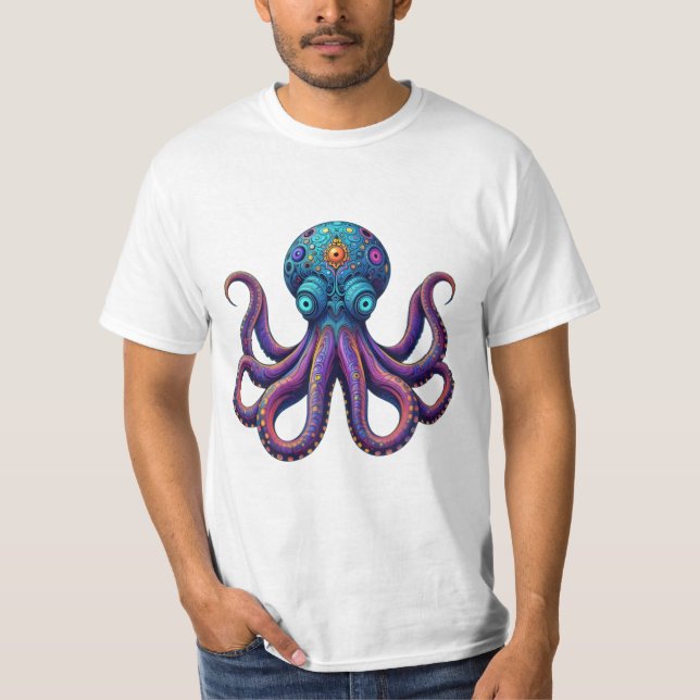 Surreal Octopus-Logotyp | Cephalopod med flera ögo T Shirt (Framsida)