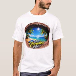 Surreal Ögon Paradis Strand Paddleboard Grafisk Il T Shirt