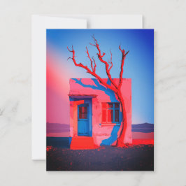 Surreal Ökenhus Väggkonst – Minimalistisk Vykort
