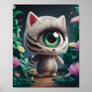 Surreal One Eyed Zebra Kattunge Poster