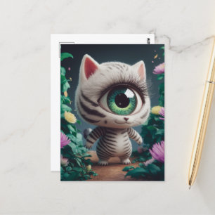 Surreal One Eyed Zebra Kattunge Vykort