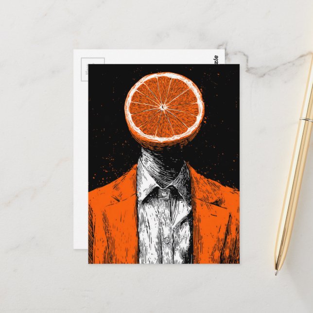Surreal orange person vykort (Fram/Back In Situ)