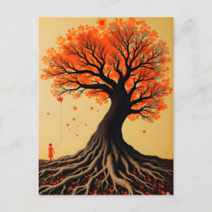 Surreal Orange Träd Vykort