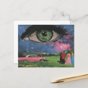 Surreal Party Retro People and Car Öga i Himmel Vykort