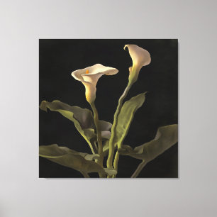 Surreal Påsk Lilies på svart bas Canvastryck