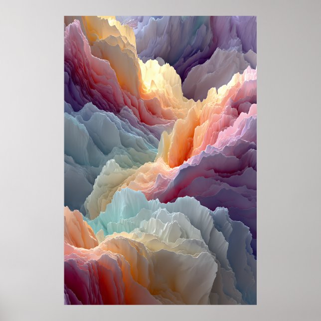 Surreal Pastel Rainbow Mountains Fantasy Landscape Poster (Framsidan)