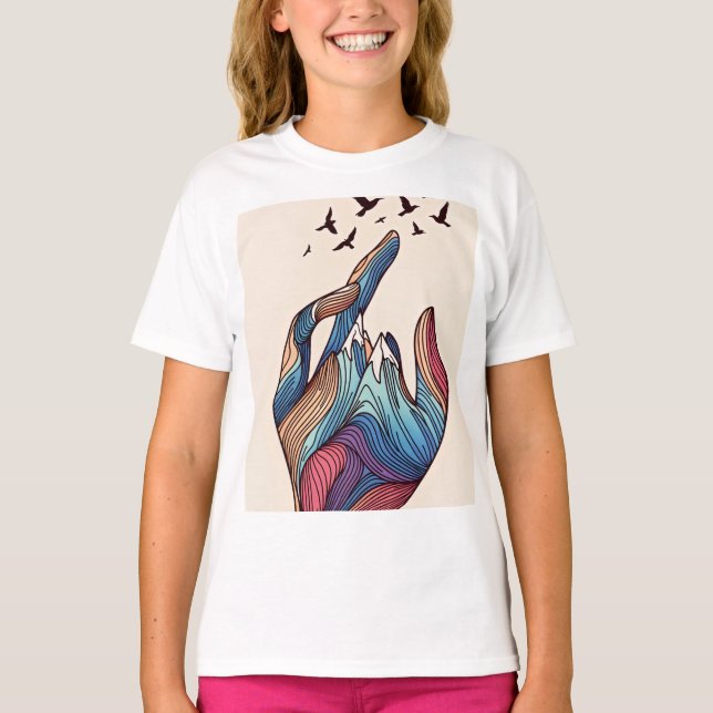 Surreal Peaks Hand T Shirt (Framsida)