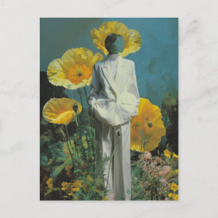 Surreal person i Gult Poppy Flowers Vykort