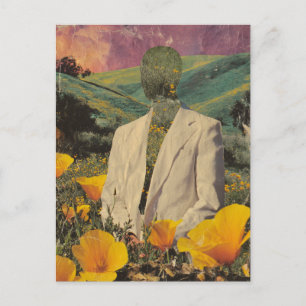 Surreal person och blommor Blandad mediesamling Vykort