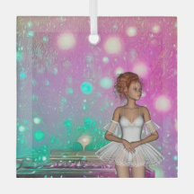 Surreal Piano Grönt & Rosa Background & Ballerina