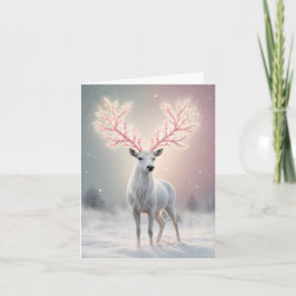 Surreal Pink Antler Reindeer Holiday Card Kort