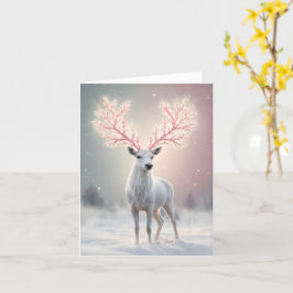 Surreal Pink Antler Reindeer Holiday Card Kort