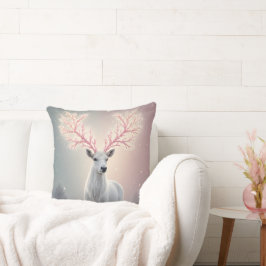 Surreal Pink Antler Reindeer Pillow Kudde